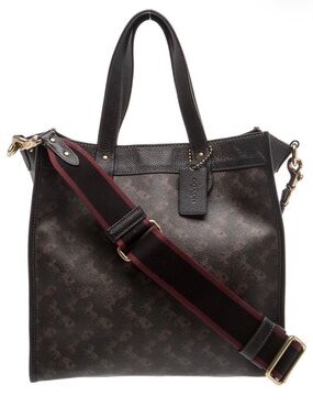 Coach Signature Canvas Tote with Burgundy-Trim Adjustable Strap